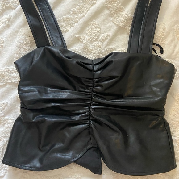 Black faux leather ALC top - Picture 4 of 4